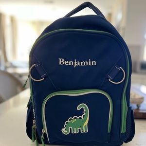 Solid Navy/Green Trim, Brontosaurus Patch, Small Fairfax Backpack